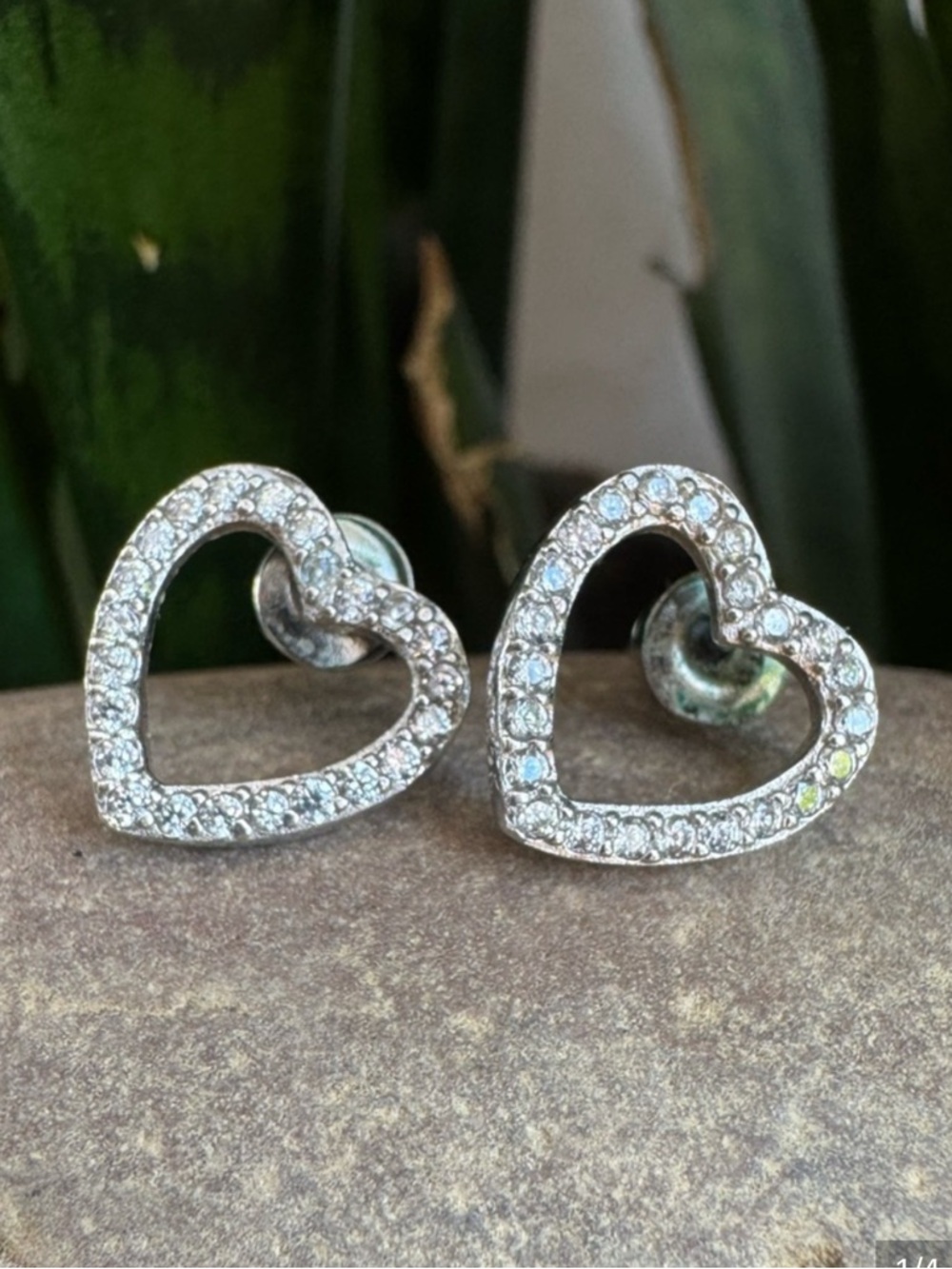 Sterling natural Diamond Heart Earrings